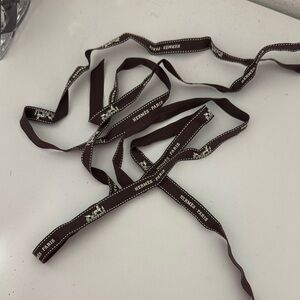Hermes Brown and White Printed Ribbon (2m)